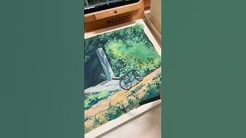 🌿☀️ Summer vibe Ghibli painting #gouache #art #painting