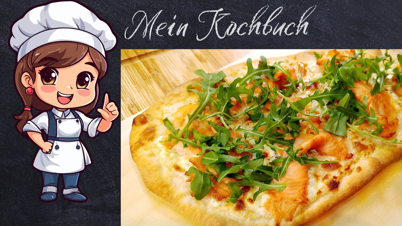 Köstlicher Flammkuchen mit Räucherlachs, Dill und Rucola