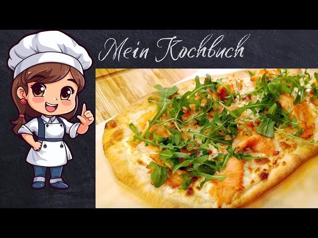Köstlicher Flammkuchen mit Räucherlachs, Dill und Rucola