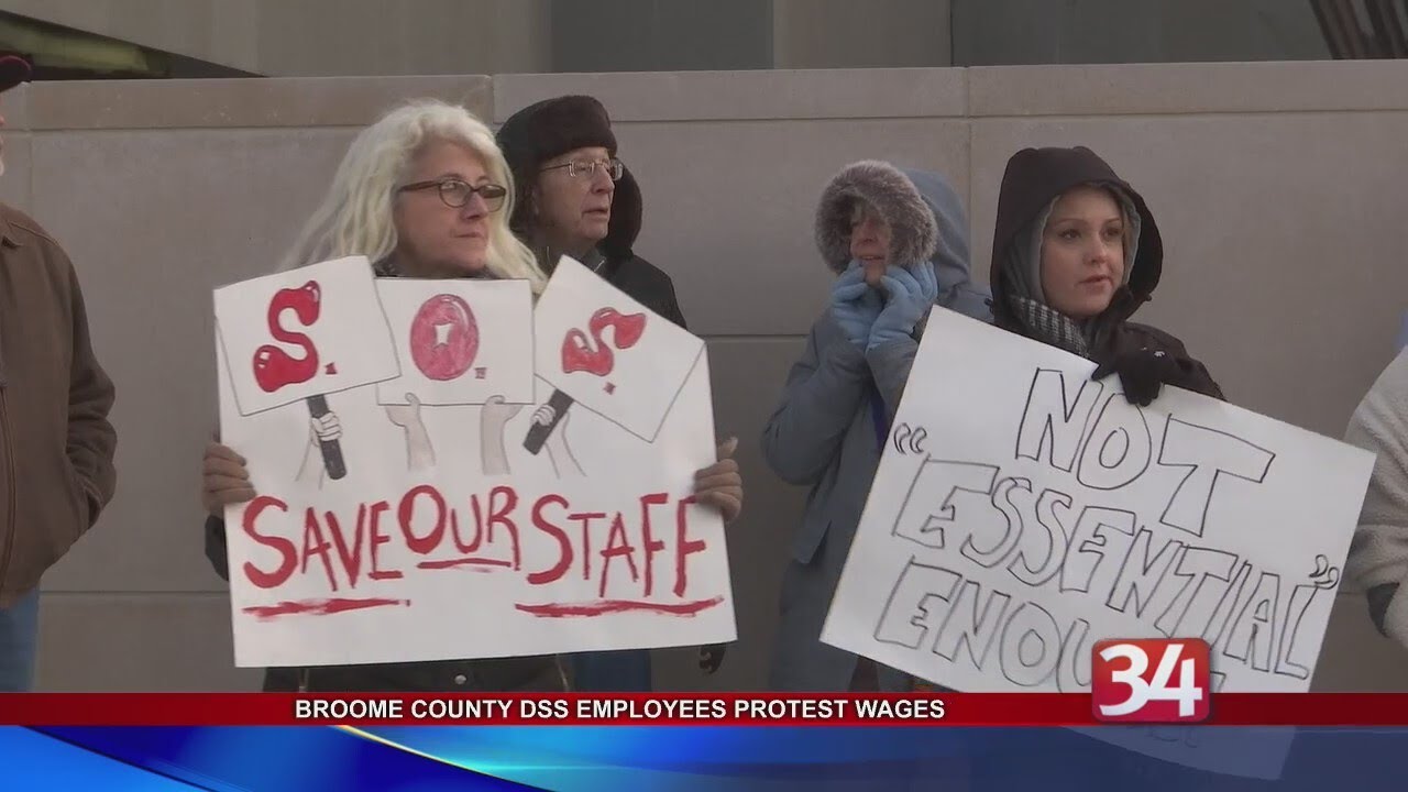 Broome County DSS Employees Protest Wages YouTube
