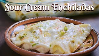 SOUR CREAM CHICKEN ENCHILADAS WITH HATCH GREEN CHILE: Delicious Recipe You