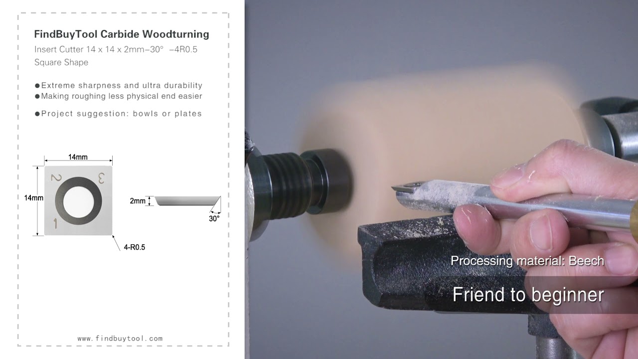 Woodturning Carbide Insert Cutter 14 x 14 x 2mm-30°-4R0.5 Square  Shape