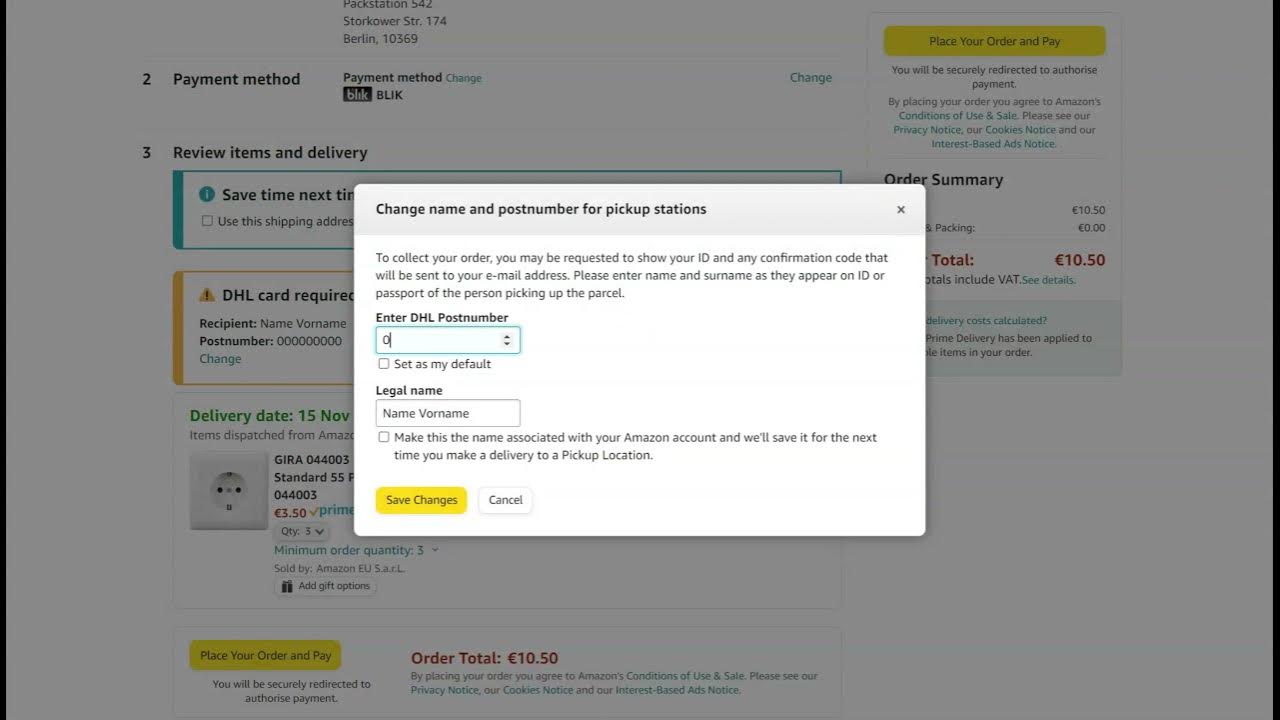 Amazon DHL Postnummer ändern YouTube