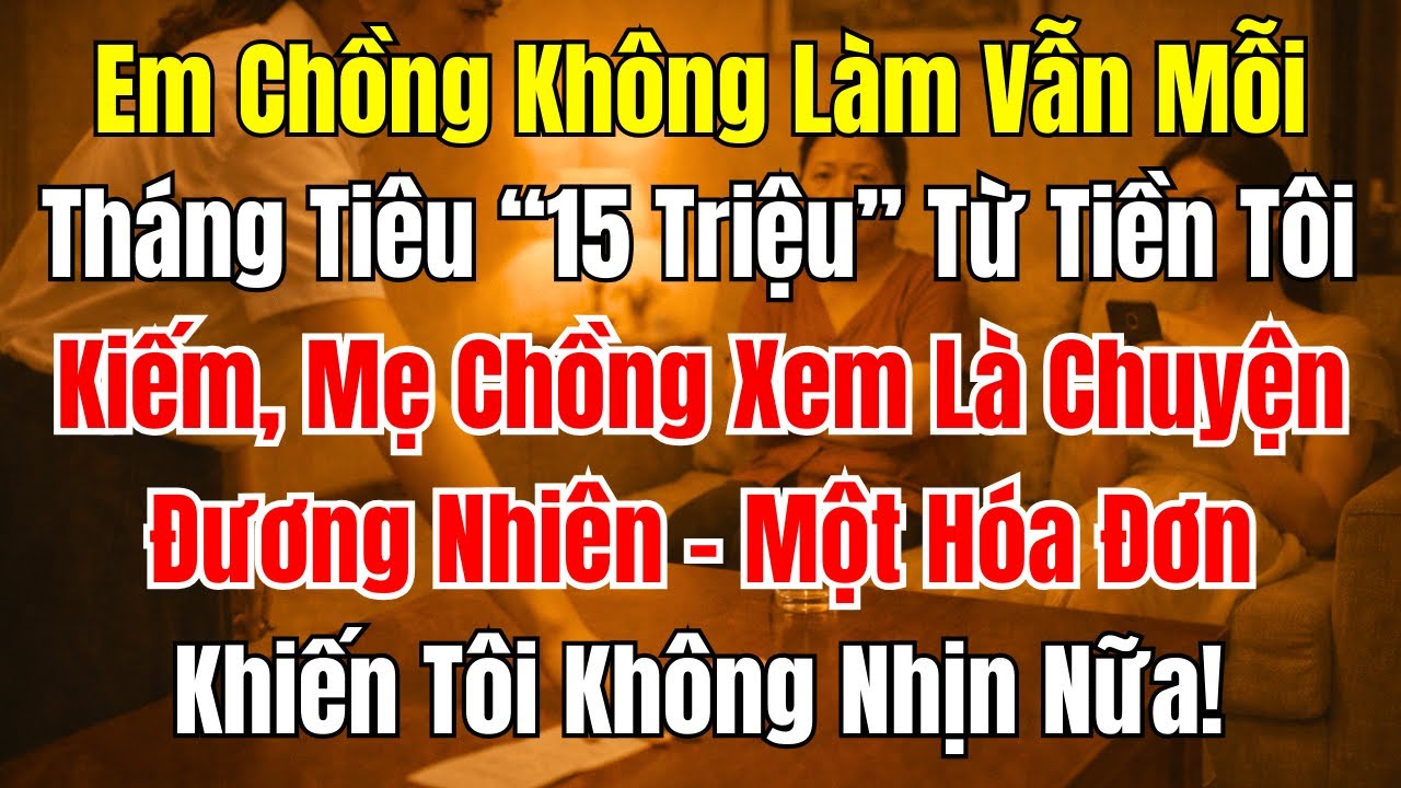 Câu Chuyện Gia Đình: Em Chồng Tiêu 15 Triệu/Tháng Từ Tiền Tôi – 1 Hóa Đơn Khiến Tôi Bùng Nổ!
