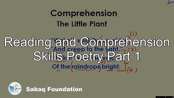 Reading and Comprehension Skills Poetry Part 1, English Lecture | Sabaq.pk
