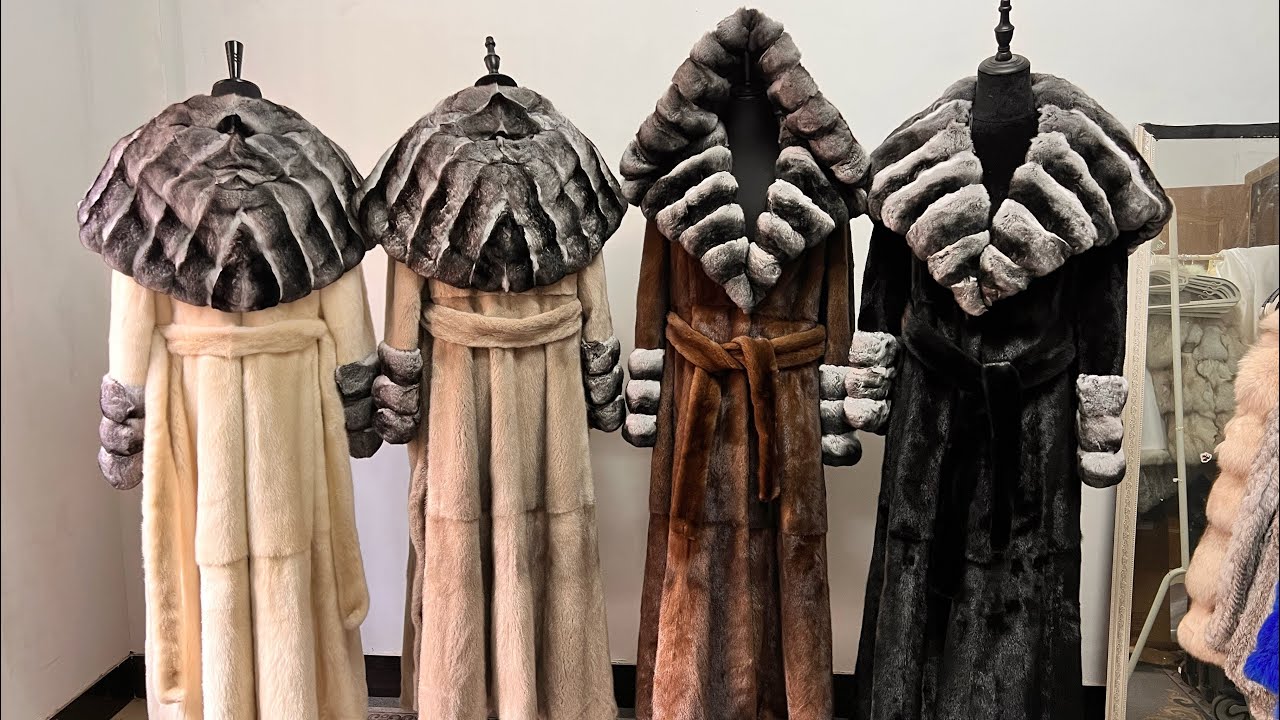 Luxury Chinchilla Fur Coat with Bigger Hood and Mink Fur