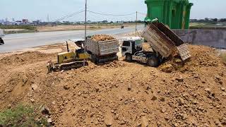 Part 4  Project Delete pond by  5T truck loaded with rocks next to the wall with Dozer Komatsu D31A by 63Dump truck  338 views 12 days ago 1 hour, 1 minute