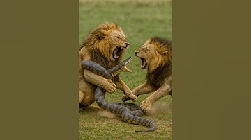Two Lions Attack a Giant Python – Wild Showdown