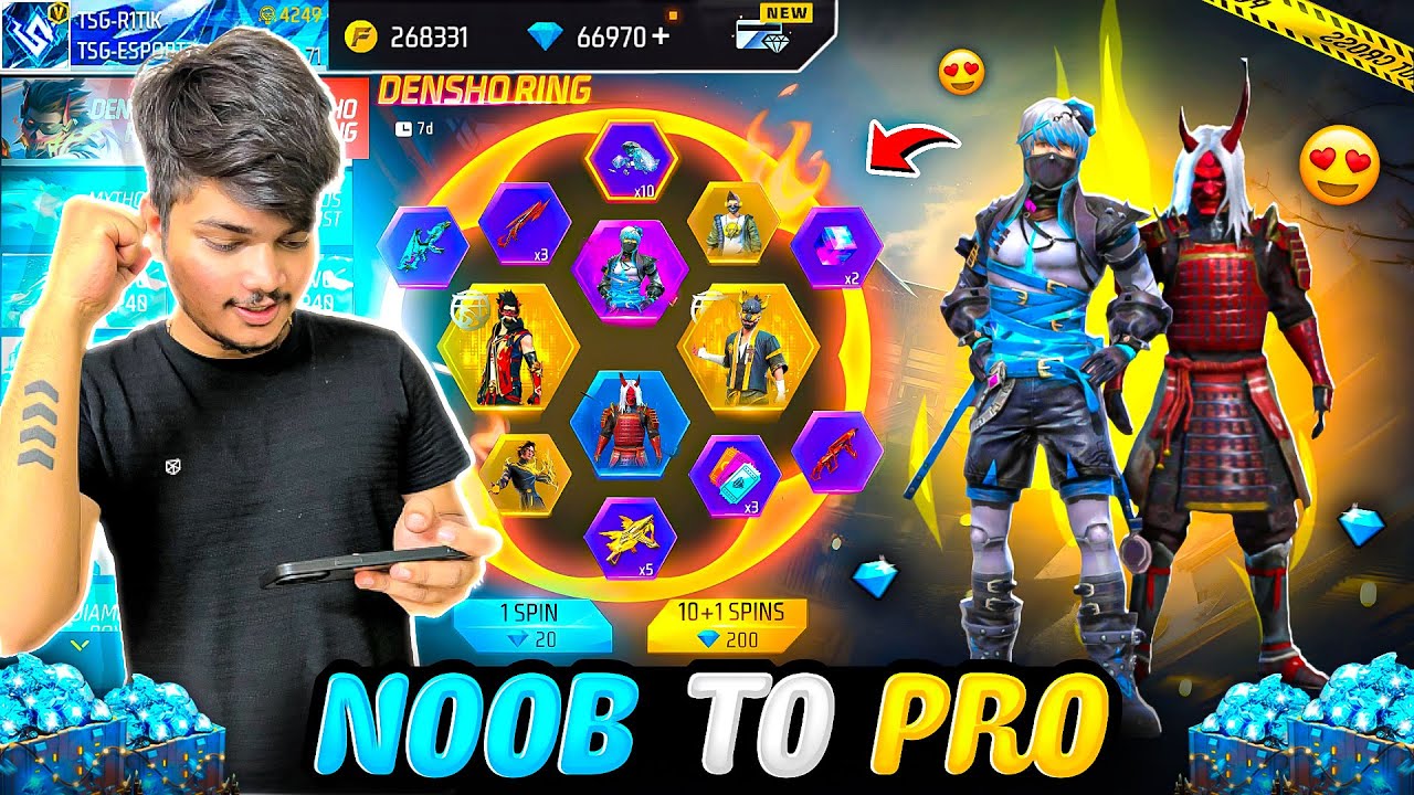 Free Fire NOOB To PRO In 10 Mins Level 99 And Everything Unlocked  Garena Free Fire