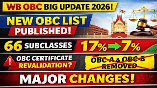 WB OBC Reservation Big Update | New OBC List (66 Subclass) Published | 17% to 7% Reservation Change