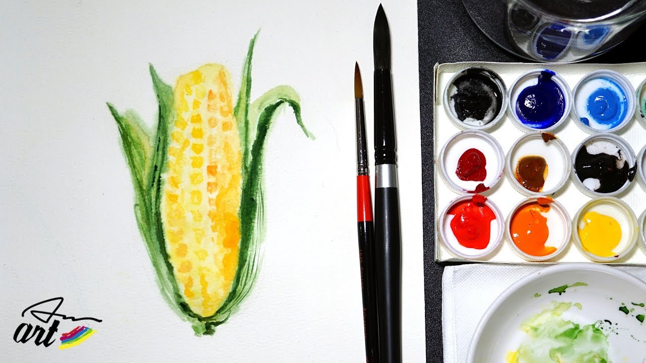 How to Paint a Corn in Watercolor YouTube