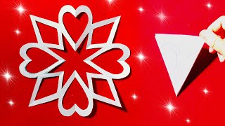 Paper Cutting Design️How to make snowflake hearts [Clear tutorial fast and easy]