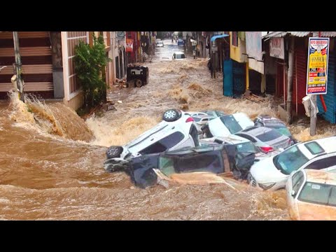 Entire neighborhoods are flooded! Cali under water damage, Colombia.