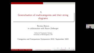 Nicolas Blanco - Generalisations of multicategories and their string diagrams • CaCS22