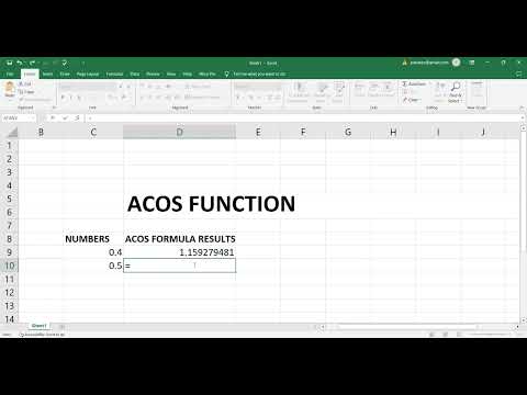ACOS function in Microsoft excel