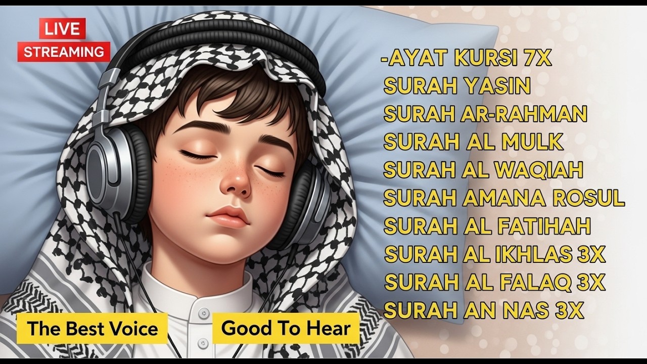 Deep Sleep Quran | Calming Recitation of Al Fatiha, Ayat Kursi, Yasin, Al Waqiah, Ar Rahman