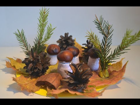 Осенние поделки. Поделки из природного материала. Осенняя композиция Грибная Поляна. ДАРЫ ОСЕНИ.