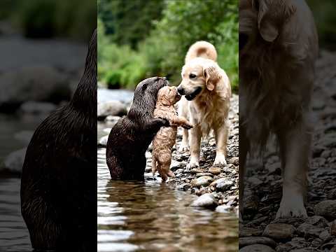 Otter Saves Puppy and Returns to Mom Dog 💕 | Heartwarming Animal Moment