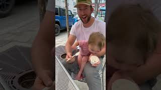 Adorable Little Girl Tries to Raech Out to the Ice Cream Herself
