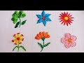 Hand embroidery flower stitch easy 6 six flower embroidery by rup handicraft