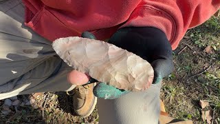 Rock to biface with hammer stone and antler percussion with some antler pressure work.