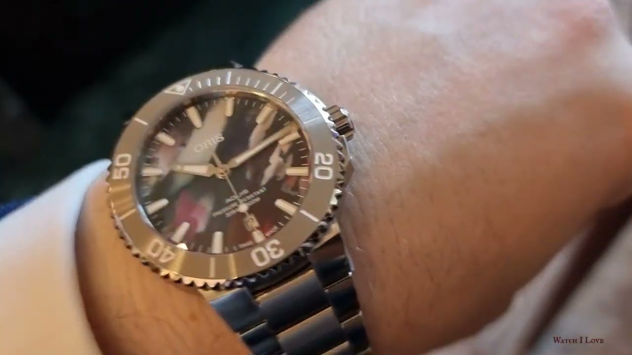 Oris Aquis Date Upcycle wrist-roll