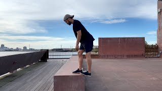 Split-foot pike stretch (wall edge)