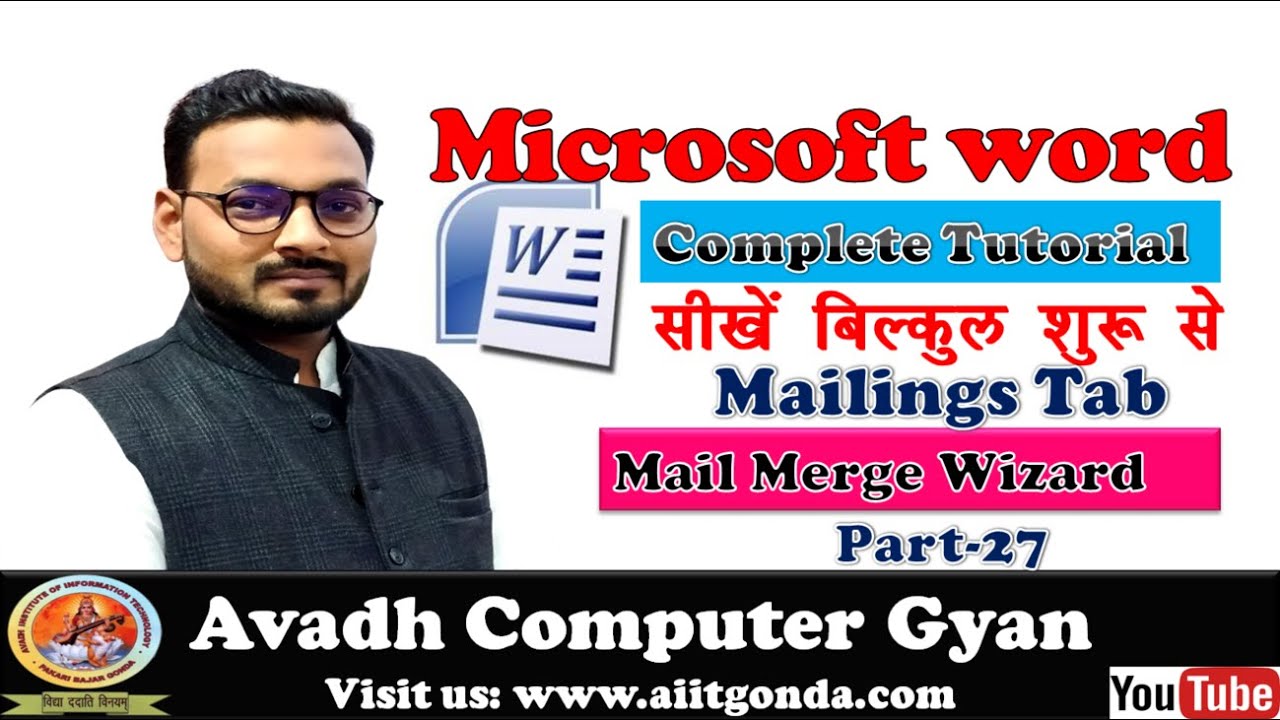 Ms Word Part 27 Ms Word Mailing Tab Ms Word Complete Tutorial in