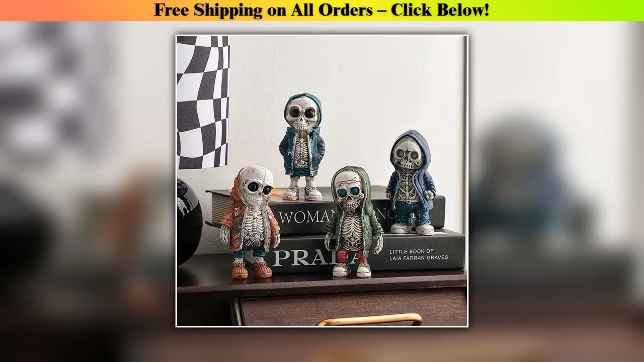 Skeleton Doll Resin Jewelry Character Statue Home Creative Cool Room Decor Panel Trendy Street