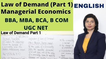 LAW OF DEMAND |Part 1| BBA, MBA, BA (ECO.), MA (ECO),  B COM, M COM., UGC NET