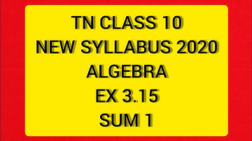 TN Class 10 Maths New Syllabus Algebra Graph Ex 3.15 Sum 1