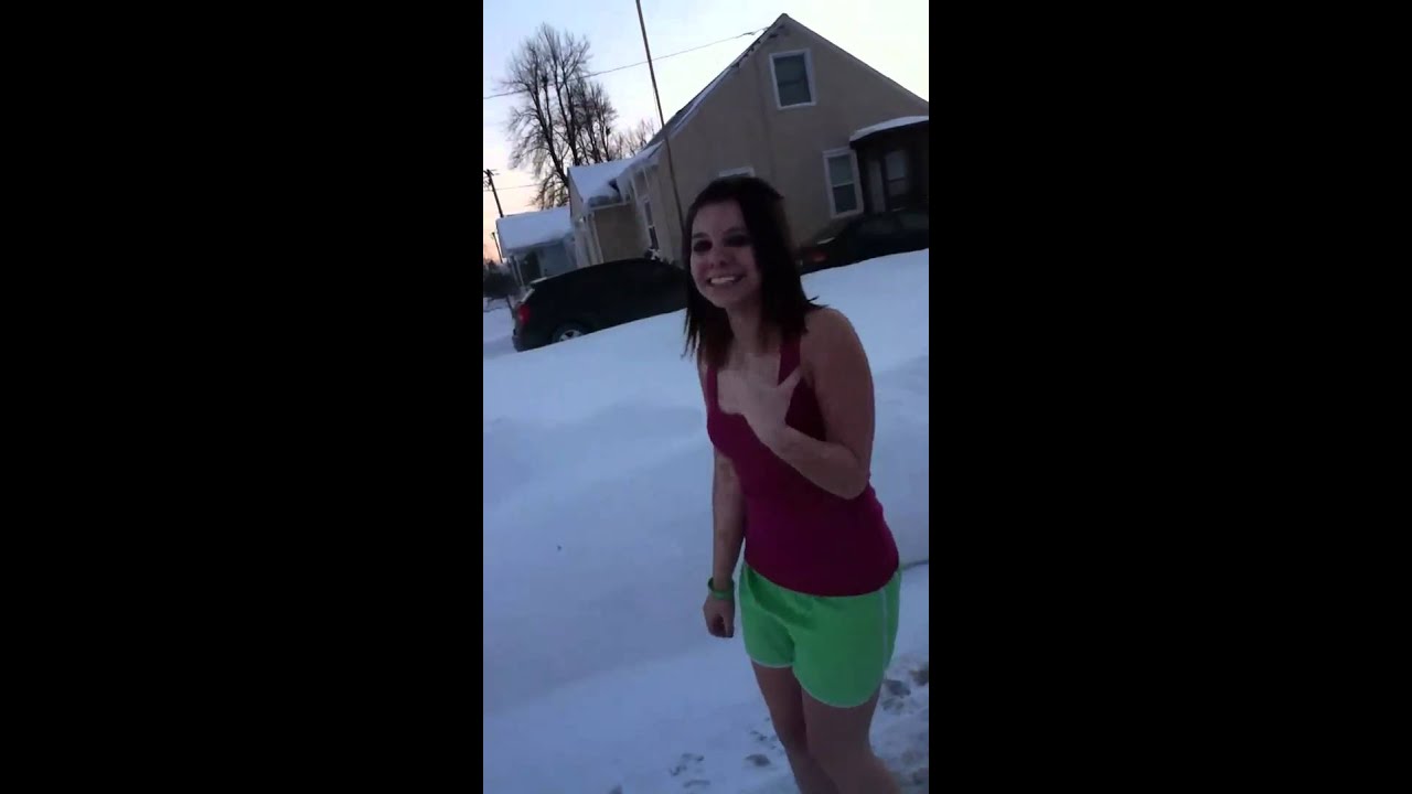 Who ever lost the bet had to jump in the snow in a tshirt & shortts...