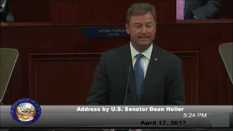 Sen. Dean Heller (R-Nev.) talks Yucca Mountain at the Nevada Legislature on April 17, 2017