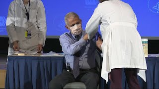 Dr Anthony Fauci receives Moderna's Covid-19 vaccine