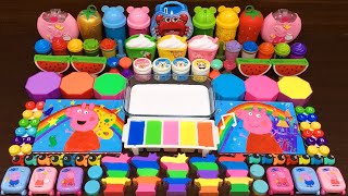 RAINBOW PEPPA PIG !! Mixing Random Things into GLOSSY Slime !!! Satisfying Slime Video #78
