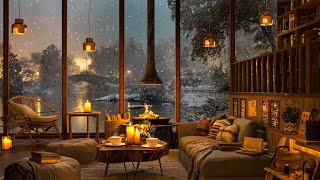 Winter Ambience at Cozy Coffee Shop - Snowfall on Window, Fireplace and Lake view For Relax, Sleep by Jazzy Café 40,851 views 6 months ago 11 hours, 54 minutes