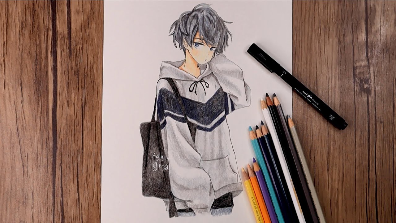 Cute Anime Boy Drawing Photo  Drawing Skill