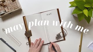 may bullet journal setup | a simple & minimal plan with me in my traveler's notebook + planner chat
