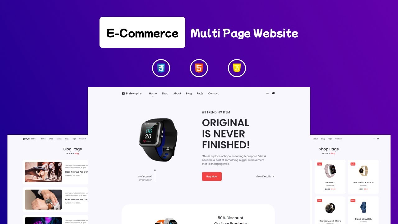 Build Responsive E-Commerce Website Using HTML CSS JavaScript - YouTube