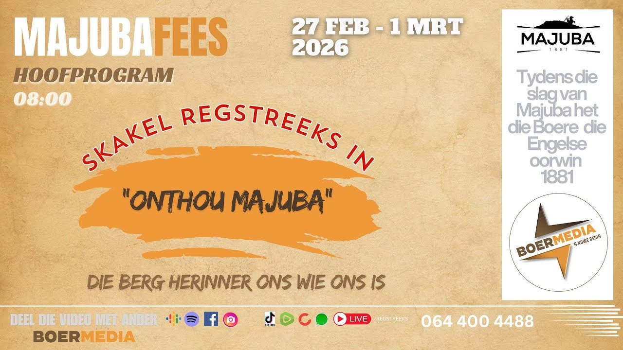 Regstreeks vanaf Majubafees 2026 - Hoofprogram