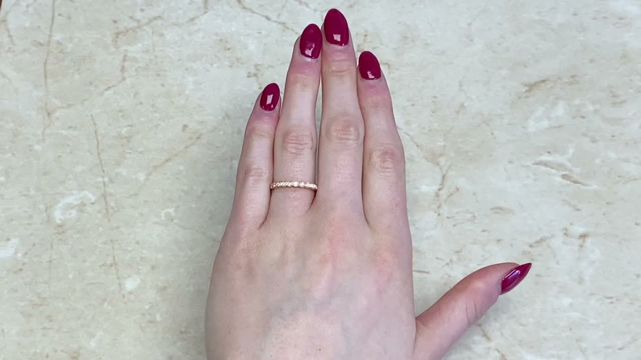 14k Rose Gold Round Brilliant Cut Diamond Half Eternity Band - Sabine Band - Hand Video