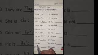 Contractions #englishworksheet #englishforbeginners #basicenglish #englishtutorial #teacherjane