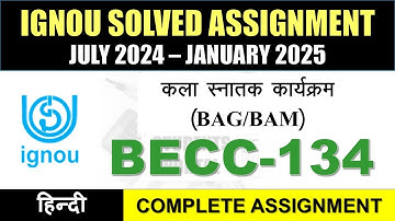 BECC 134 Solved Assignment 2024-25 || becc-134 solved assignment in Hindi || July 2024 to Jan 2025