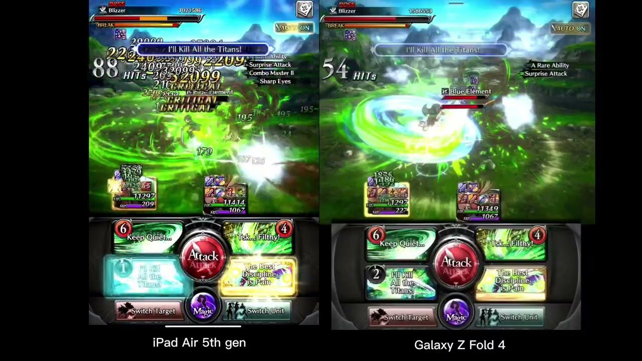 Last Cloudia performance comparison iOS vs Android