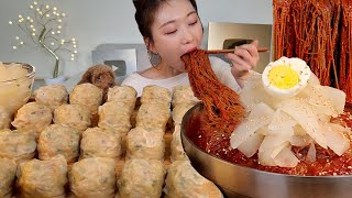 ASMR 역대급 매운냉면 새우만두 리얼먹방 :) Spicy cold noodles, shrimp dumplings MUKBANG