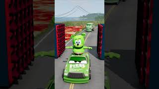 Funny Cars Driving Over Two Giant Spikec Spider Mans Foot Bollards in BeamNG.Drive