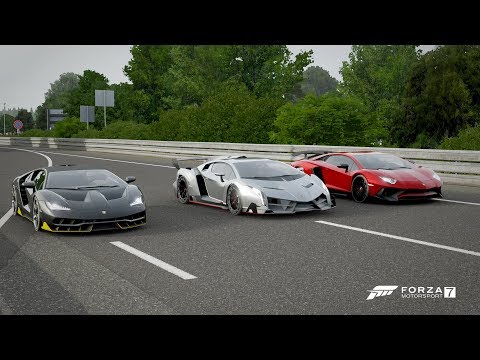 forza-7-drag-race:-lamborghini-centenario-vs-veneno-vs-aventador-sv