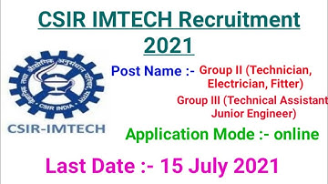 #latest_govt_jobs_2021 #latest_govt_jobs CSIR IMTECH Recruitment 2021