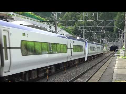 高速で塩嶺隧道に向う【E353系特急あずさ6号】中央東線みどり湖駅を通過…(^^;)