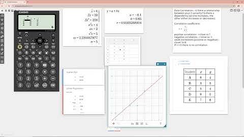 Data Correlation and Linear Regression with  the fx-991CW ClassWiz and ClassPad.net